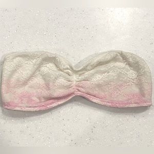 Victoria’s Secret PINK White w/ Pink and Purple Lace Bandeau Size S